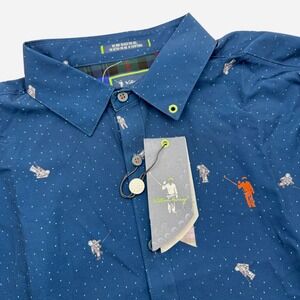 William Murray Men Small‎ Performance Space Golfer Button Down Long Sleeve Shirt